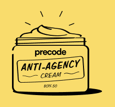 A jar of Precode Anti-Agency Cream